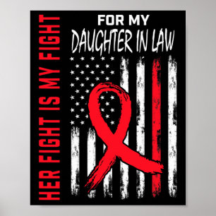 Poster Allez Rouge Son Combat Belle-Fille Maladie Cardiaq