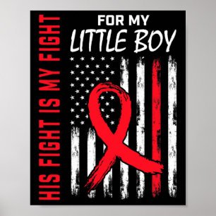 Poster Allez Rouge Son Combat Fils Petit Garçon Maladie C
