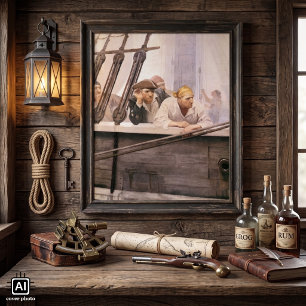Poster Alliance de Brig de Pirates vintages dans un broui