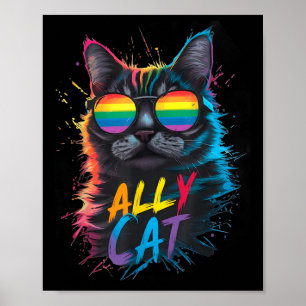 Poster Allié LGBT Chat Soyez Gentil Arc-en-ciel Gay Drôle