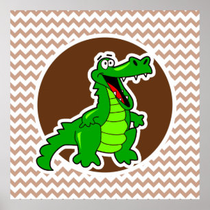 Poster Alligator ; Brown Chevron