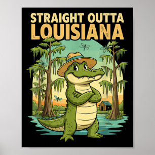 Poster Alligator de Louisiane drôle Rétro Faune Voyage Ba