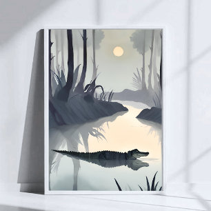 Poster Alligator des Everglades   Aquarelle du Parc Natio