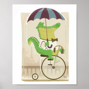 Poster Alligator en vélo à Paris