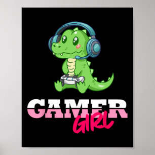 Poster Alligator Gamer Girl Gaming