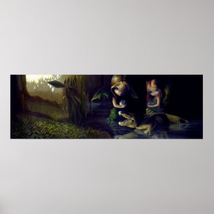 Poster Alligator Magic ART IMPRIMER fée imaginaire surréa