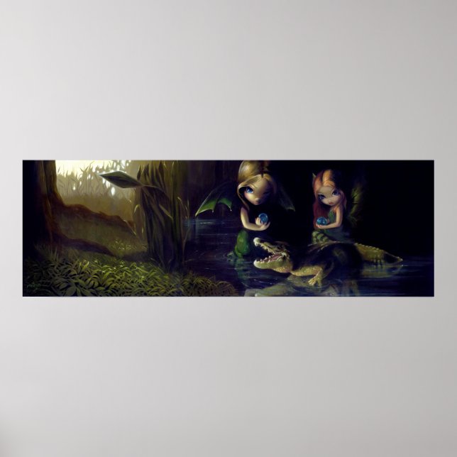 Poster Alligator Magic ART IMPRIMER fée imaginaire surréa (Devant)