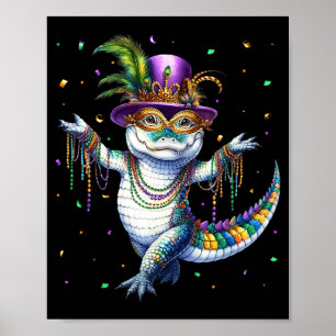 Poster Alligator Mardi Gras drôle de Mardigator Danse Car