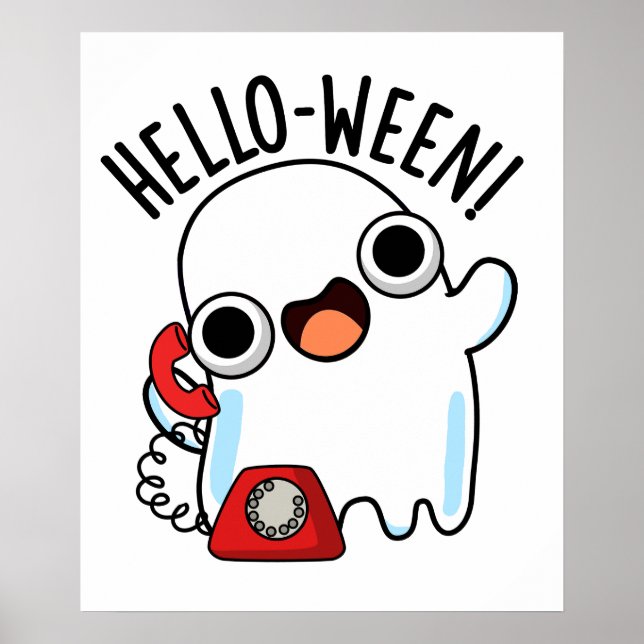 Poster Allo-ween Funny Ghost Pun (Devant)
