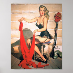 Poster Allons à la chasse - Vintage Pin-up Art