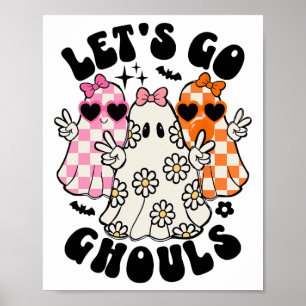 Poster Allons Gouls Halloween Ghost Floral Mer Éffrayante