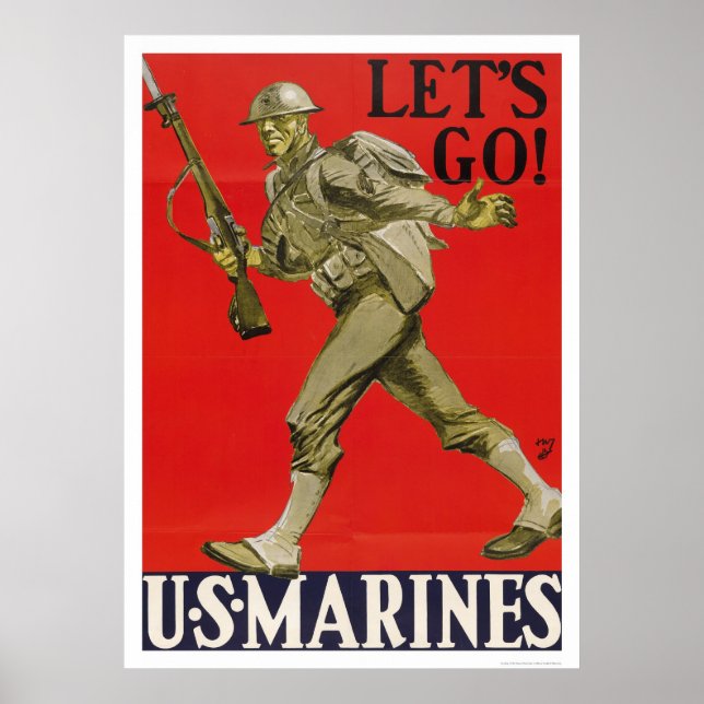Poster Allons-y ! Marines des États-Unis. (Devant)