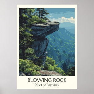 Poster Allumer Rock NC Vintage Mountain Cliff View Art