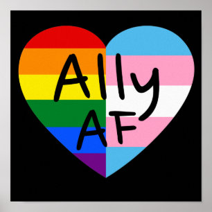 Poster Ally AF III - Drapeau LGBTQ Gay Trans Queer Pride