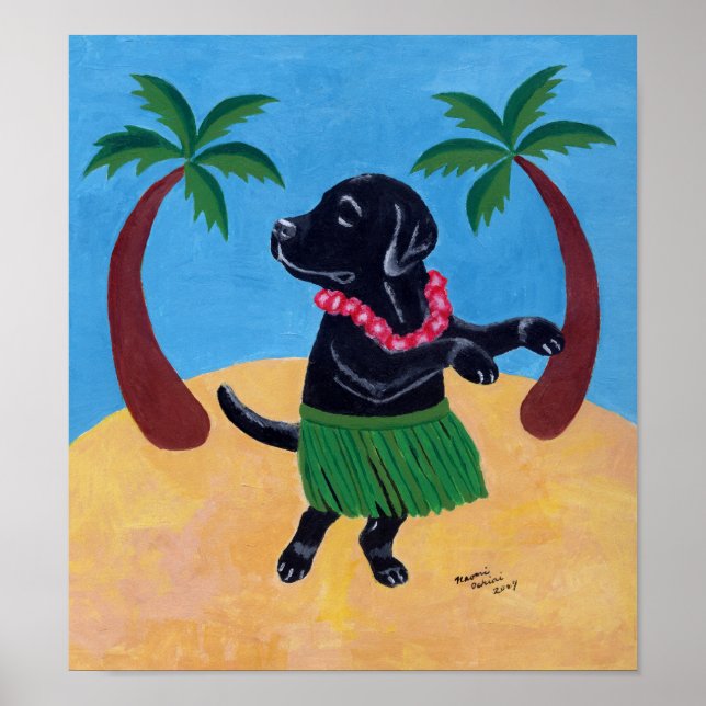 Poster Aloha Black Labrador (Devant)