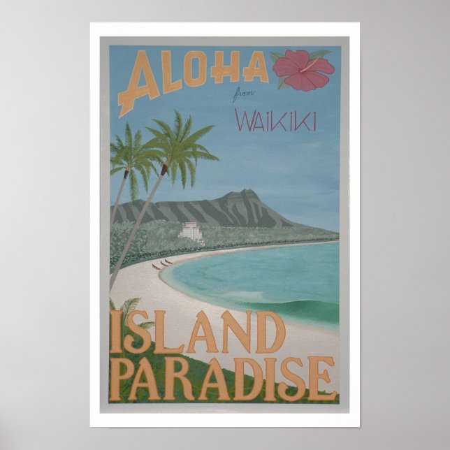 Poster ALOHA de Waikiki print (12"x18") (Devant)