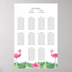 Poster Aloha Flamant rose rose Plan de siège Mariage trop