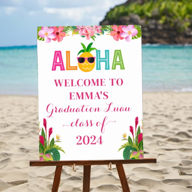 Poster Aloha Graduation Luau Classe De 2024 Bienvenue (Créateur téléchargé)