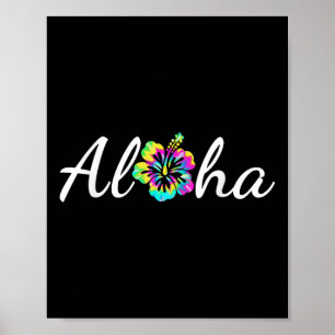 Poster Aloha Hawaii Beach Hawaiian Island Tie Dye Surfboa