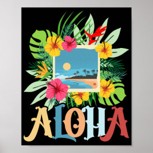 Poster Aloha Hawaii Hawaii île Palm Trees Plage