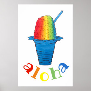 Poster ALOHA Hawaii Hawaii rasage arc-en-ciel rasé glace 