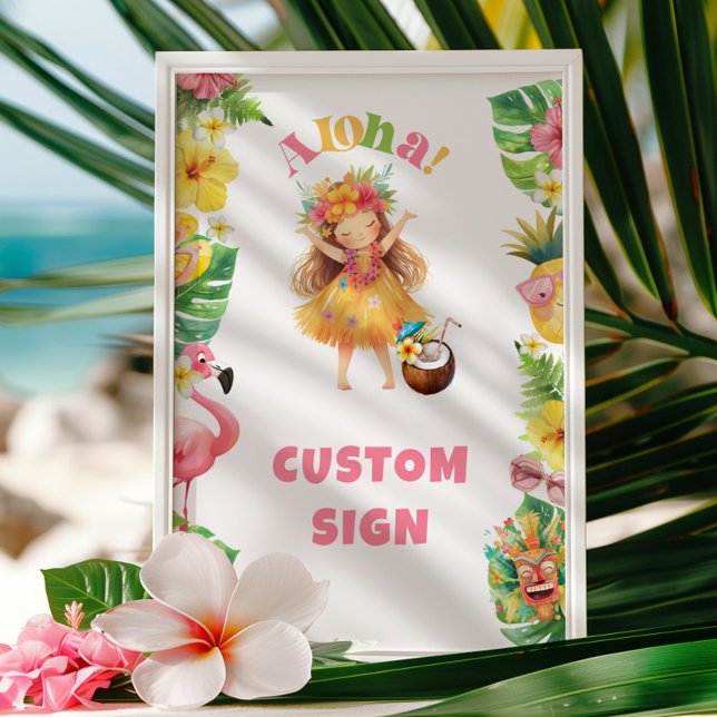 Poster Aloha hawaii luau fête d'anniversaire Personnalisé (Créateur téléchargé)