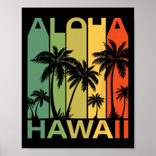 Poster Aloha Hawaii Palmier Arbre Tropical Île Hawaïenne