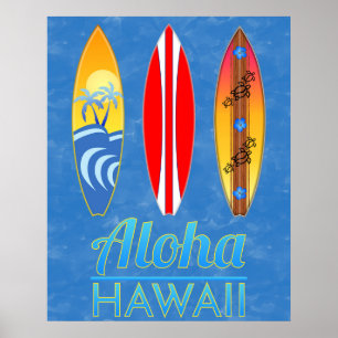 Poster Aloha Hawaii Surf boards