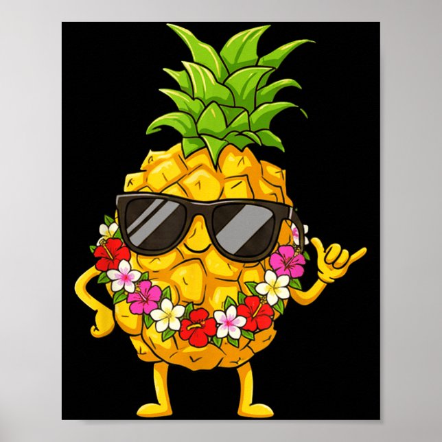 Poster Aloha Hawaiian Cute Ne Shaka Hibiscus Kids Girls  (Devant)