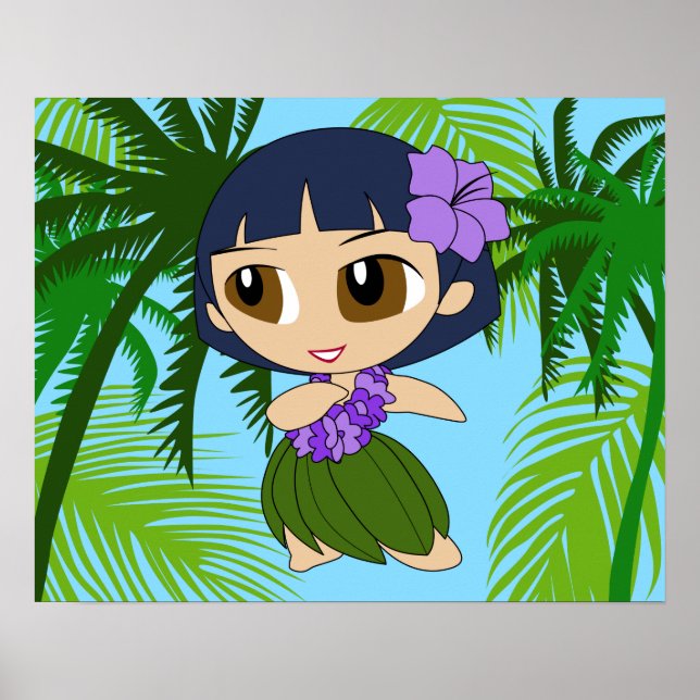 Poster Aloha Honeys Hawaiian Blue Hair Hula Girl (Devant)