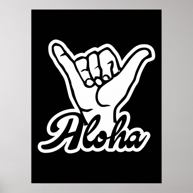 Poster Aloha Shaka Main, Hang Loose signe (Devant)