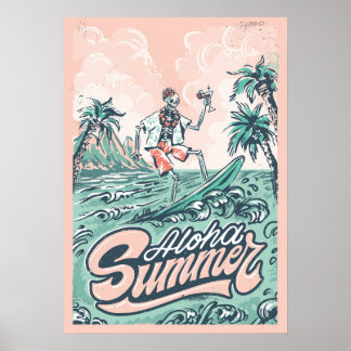 Poster Aloha Summer Surfing