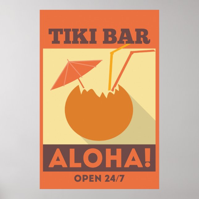 Poster Aloha Tiki Bar Hawaïen (Devant)