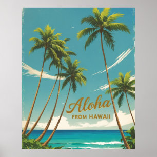 Poster Aloha Voyage Hawaïen De Style vintage De Hawaii