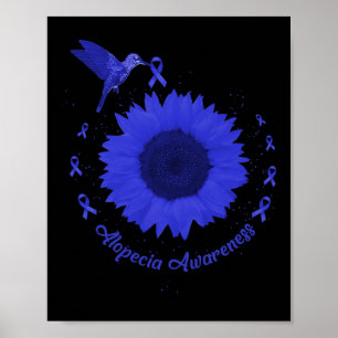 Poster Alopecia Sensibilisation Bleu foncé Ruban Perte de