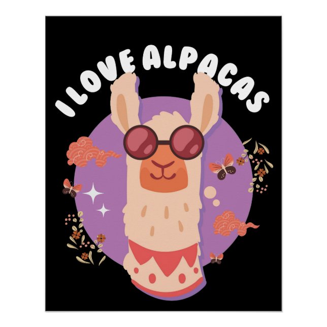 Poster Alpacas vintages (Devant)