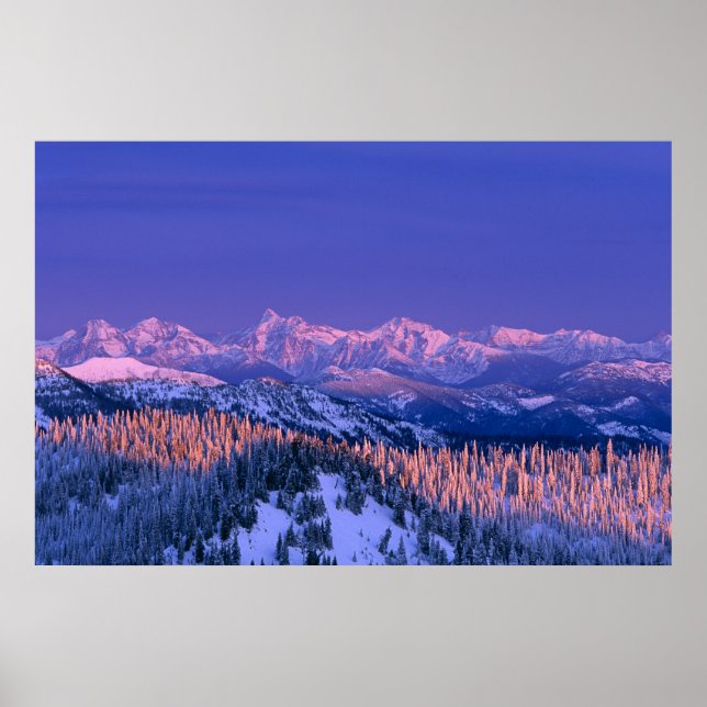 Poster Alpenglow frappe les sommets du Glacier (Devant)
