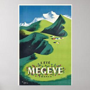 Poster Alpes de Megève Mont Blanc Chamonix Montagnes Fran