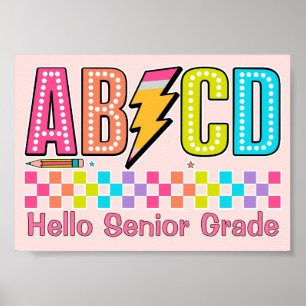 Poster Alphabet ABCD Rétro Éclair Retour à l'école