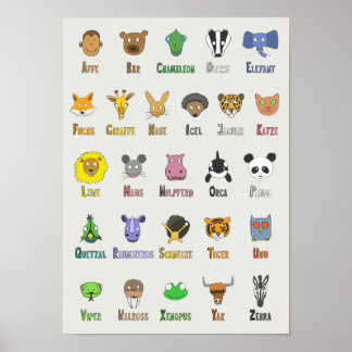 Poster Alphabet animal (allemand)