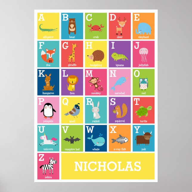 Poster Alphabet Animal | Alphabet Murale (Devant)