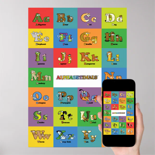 Poster Alphabet animaux chart jeu pour les enfants 
