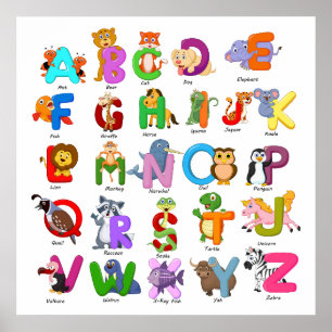 Poster Alphabet Animal Clipart Apprentissage des enfants