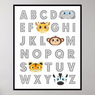 Poster Alphabet animal de la jungle