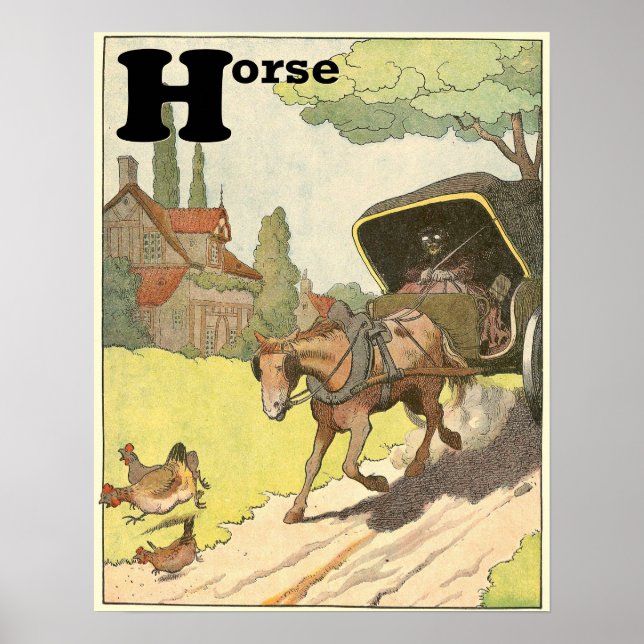 Poster Alphabet animal du cheval de Trot (Devant)