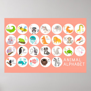Poster Alphabet animal mignon