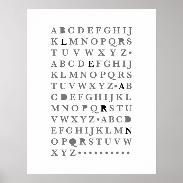 Poster Alphabet Apprendre Lettre Typographie moderne ABC (Devant)