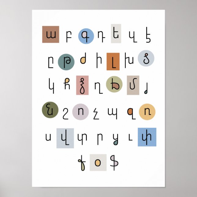 Poster Alphabet arménien, Orient classique (Devant)
