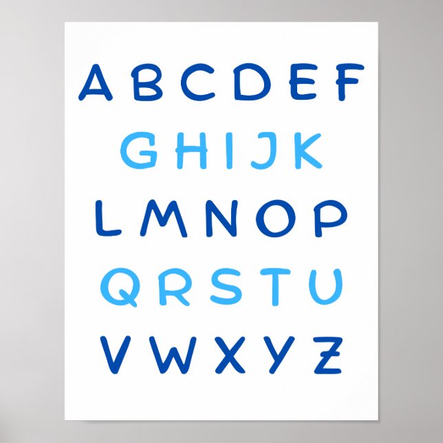 Poster Alphabet bleu lettres majuscules Salle de l'enseig (Devant)