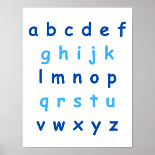 Poster Alphabet bleu Lettres minuscules Salle de l'enseig